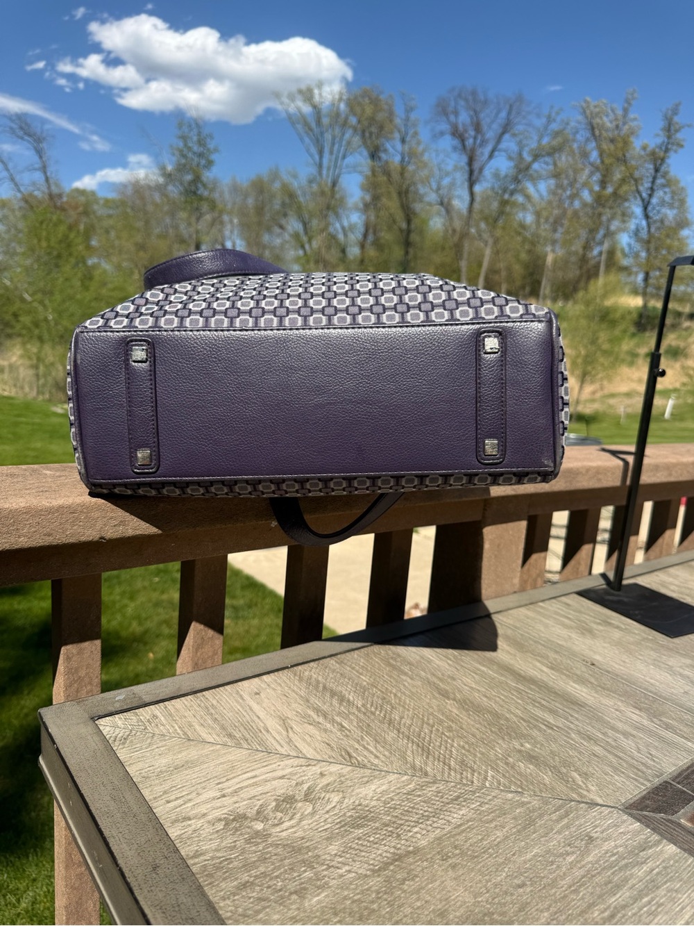 EUC Nine West Purple Geometric Shapes Large Daily Big Vintage Tote - Picture 7 of 13